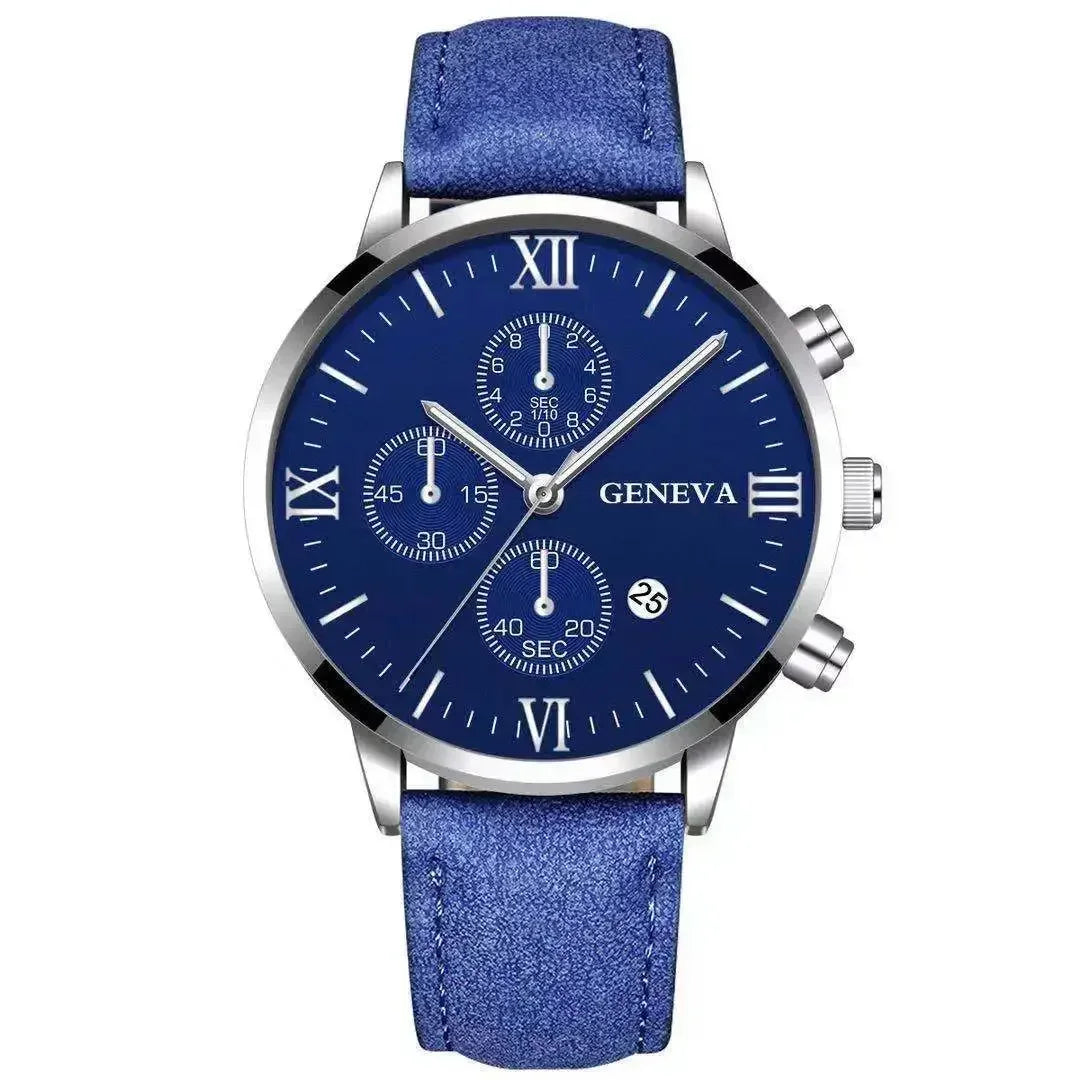 Men’s Luxury Quartz Sport Watch – Leather Strap Analog Wristwatch with Date