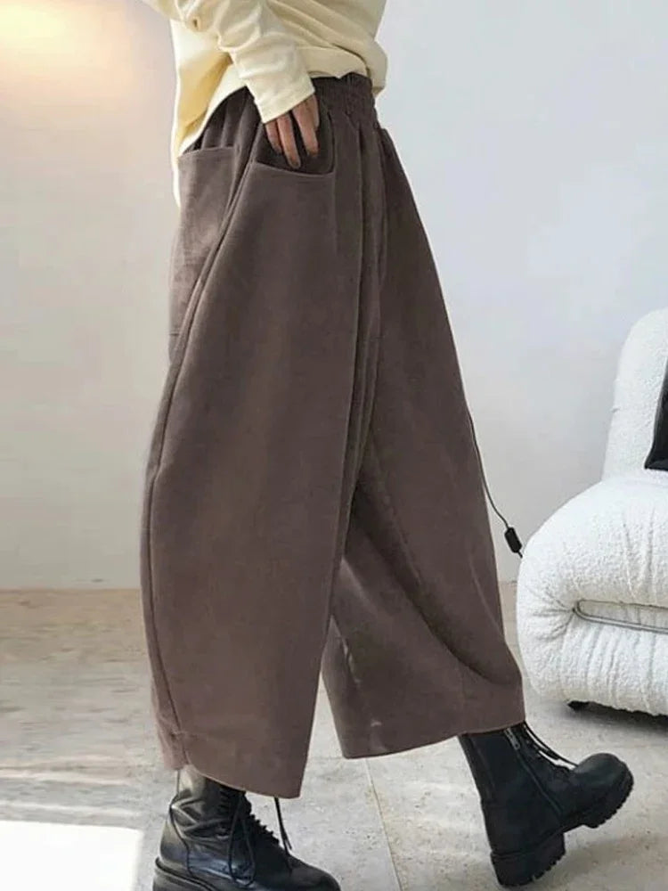 Women’s Casual Harem Pants Bottom – High Waist Cotton Retro Loose Bloomers, Oversized Baggy Sweatpants for Autumn Streetwear