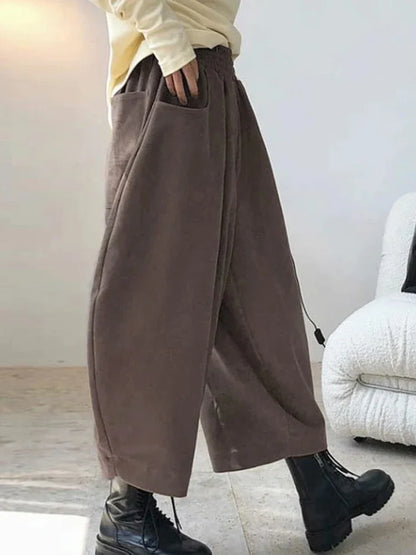 Women’s Casual Harem Pants Bottom – High Waist Cotton Retro Loose Bloomers, Oversized Baggy Sweatpants for Autumn Streetwear