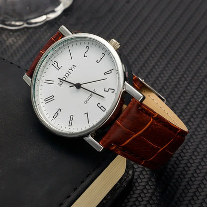 Men’s Luxury Leather Strap Watch – Business Analog Wristwatch, Casual Simple Style