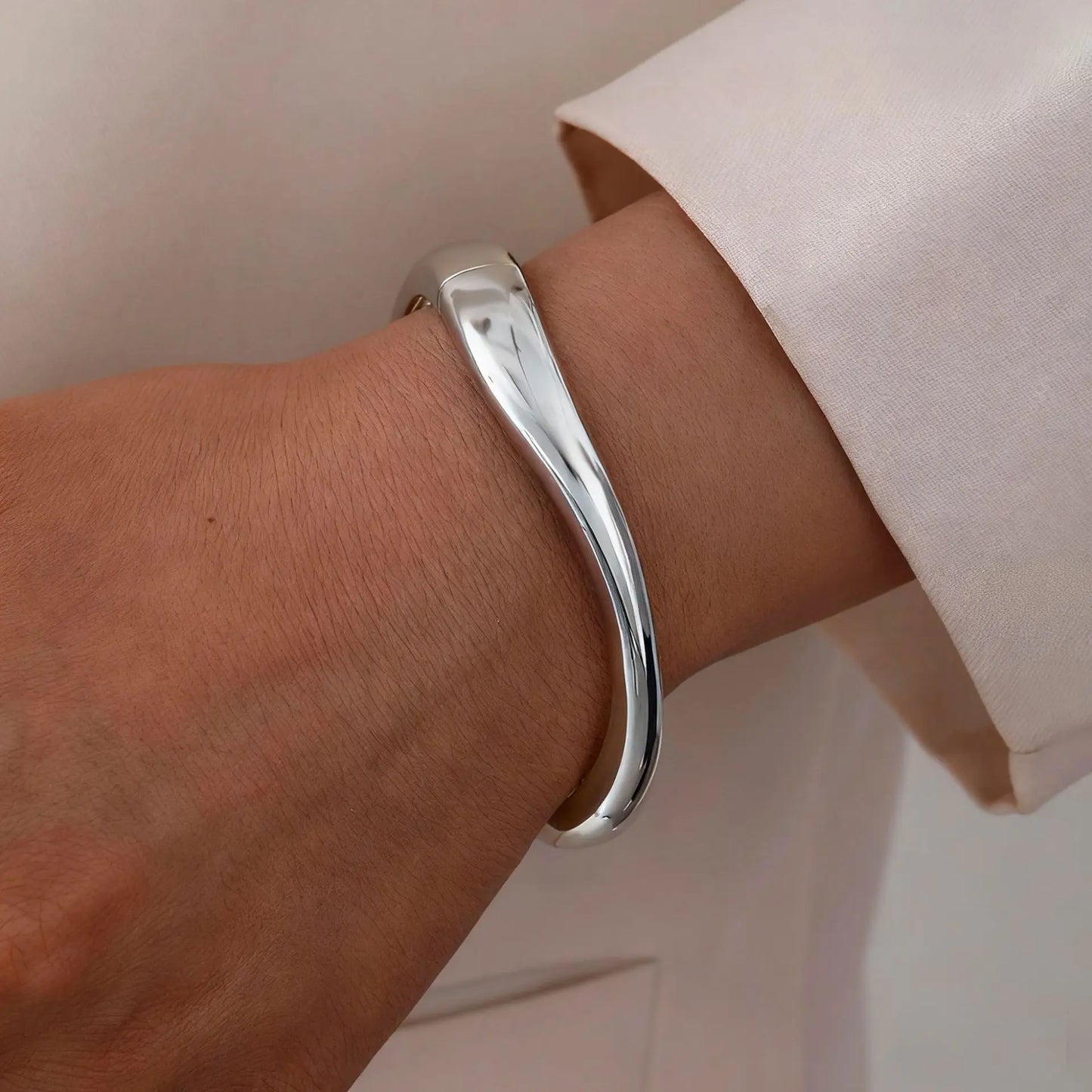 Women’s Jewelry Chunky Cuff Bangle Bracelet | Minimal | Gold Tone | Waterproof