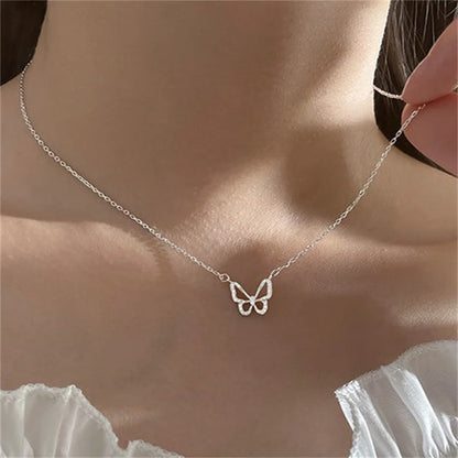 Women’s Jewelry Shiny Butterfly Layered Necklace | Elegant | Double Layer | Gift