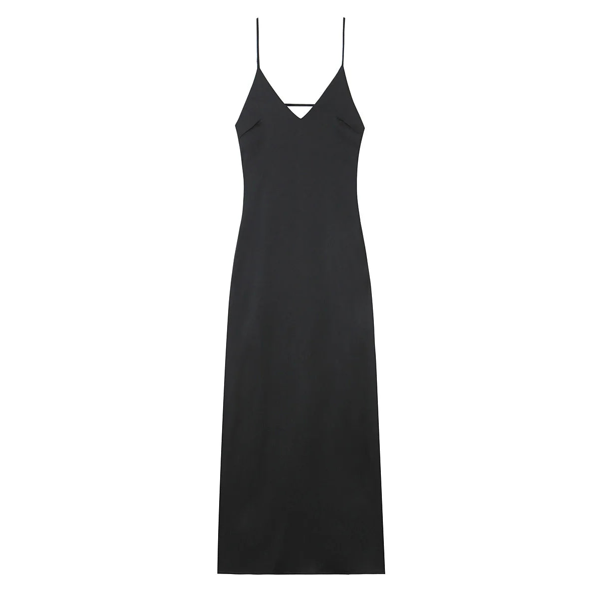 Women’s Yellow Satin V-Neck Maxi Dress – Elegant Sleeveless Loose Sling Party Dress