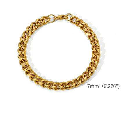 Men’s Gold Stainless Steel Cuban Chain Bracelet – Unisex Retro Hip Hop Jewelry