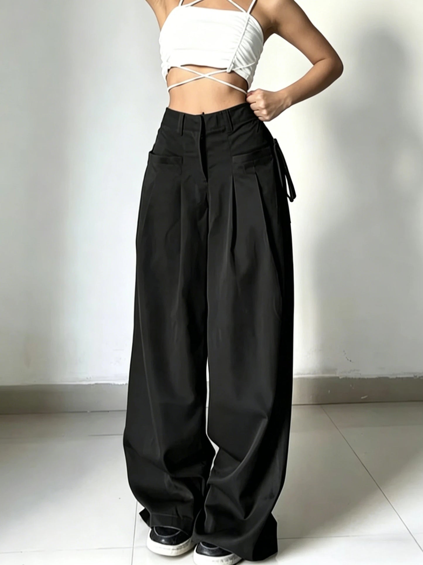 Women’s High Waist Wide Leg Pants Bottoms | Office Chic | Loose Fit | Elegant