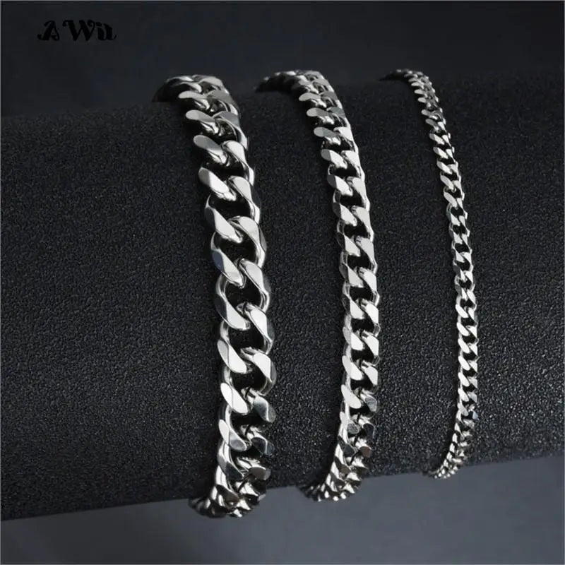 Men’s Stainless Steel Cuban Link Bracelet Jewelry – Unisex Curb Chain 3–11mm