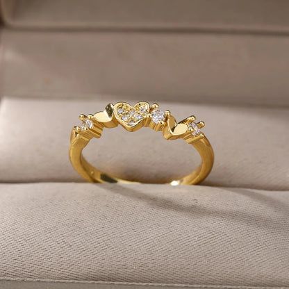 Women’s Jewelry Double Heart Zircon Ring | Adjustable | Stainless Steel | Gift