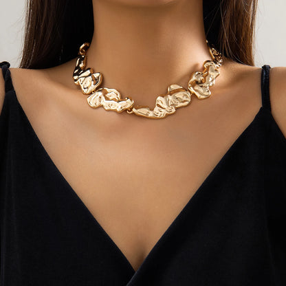 Women’s Jewelry Irregular Patchwork Choker Necklace | Vintage | Punk | Gold Tone
