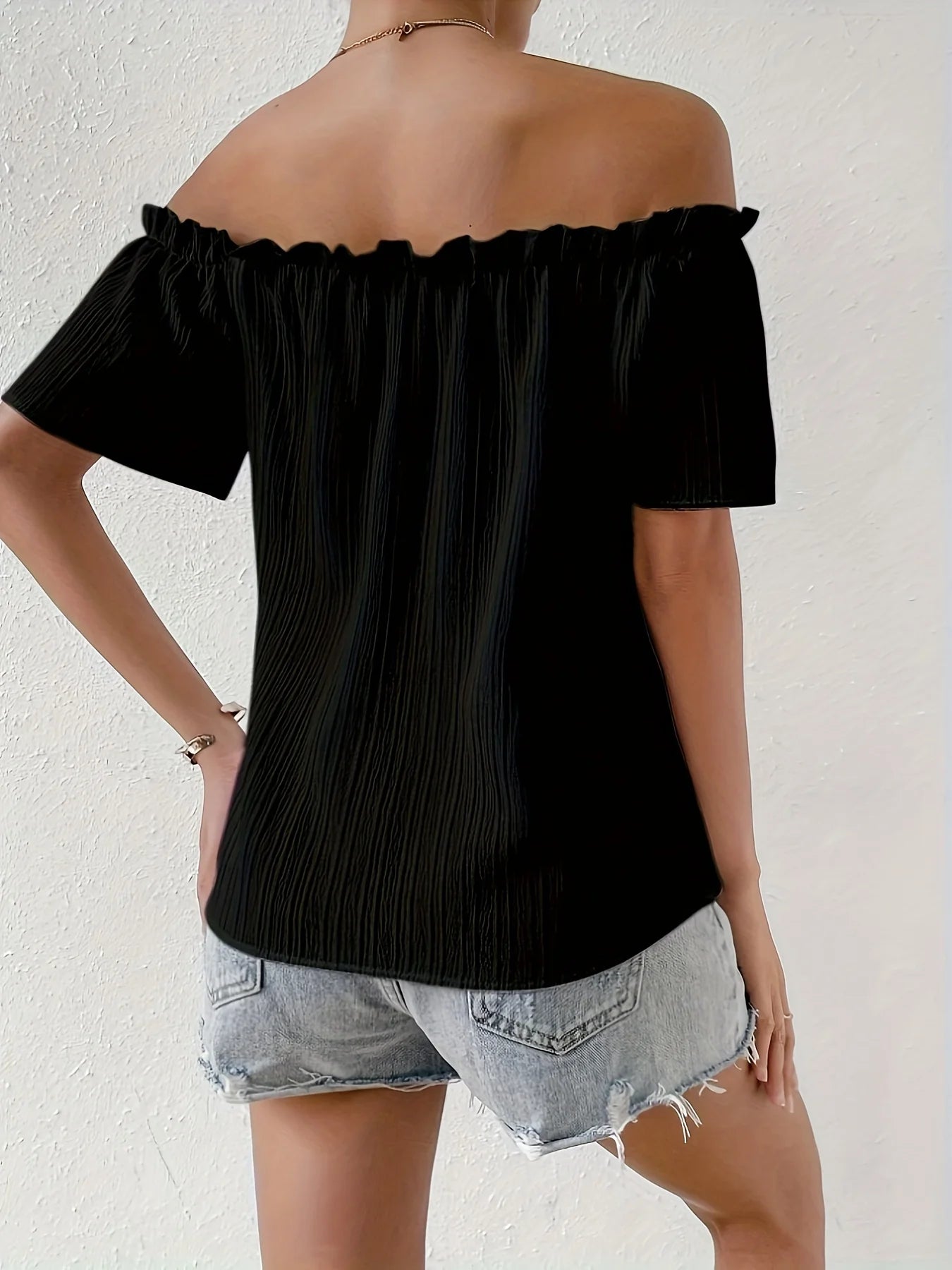 Women’s Elegant Strapless Chiffon Blouse – Off Shoulder Summer Top for Office & Casual Wear