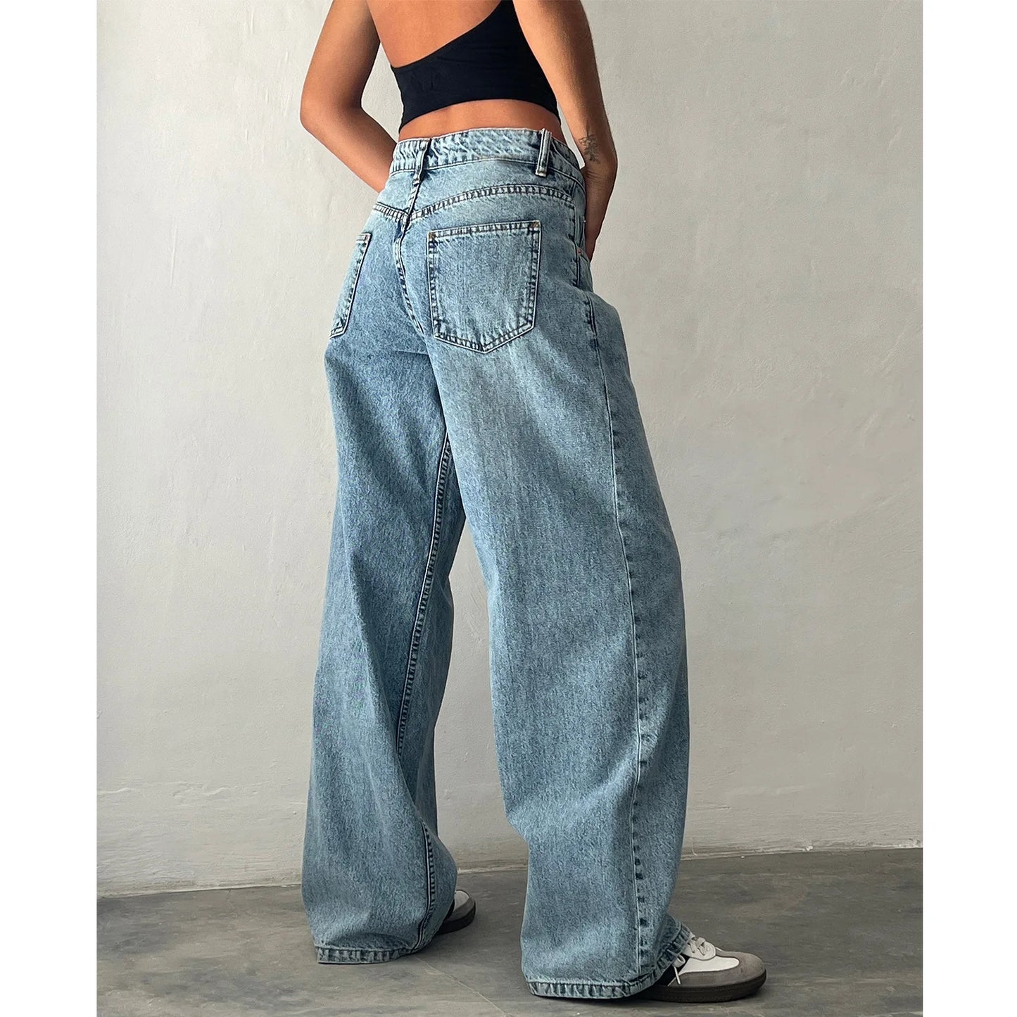 Women’s Jeans Bottom – Low Waist Straight Denim Pants with Pockets Casual Y2K Streetwear