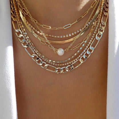 Women’s Jewelry Boho Layered Crystal Pendant Necklace | Vintage | Gold Tone | Trendy