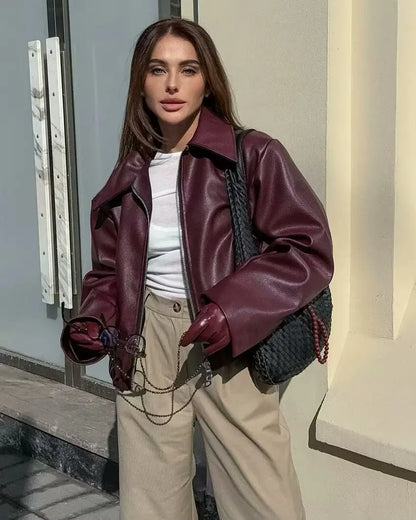Women’s Faux Leather Jacket Outerwear | Street | Zipper