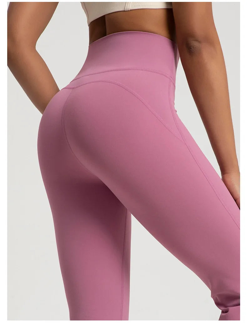 Women’s High-Waisted Yoga Pants – Waist-Cinching, Hip-Lifting Bell Bottom Fitness Leggings