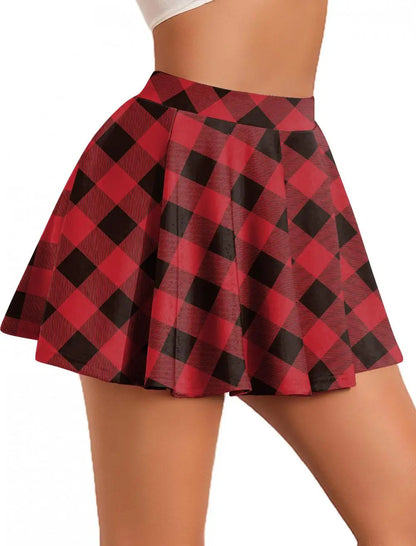 Women’s Retro Plaid Pleated Skirt Bottom – Y2K Vintage A-Line Mini School Uniform Style