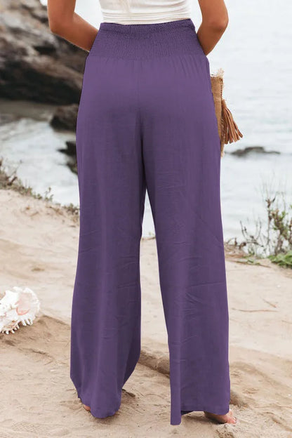 Women’s Casual Drawstring Bottom – Distressed Mid Waist Pants, Relaxed Everyday Street Style
