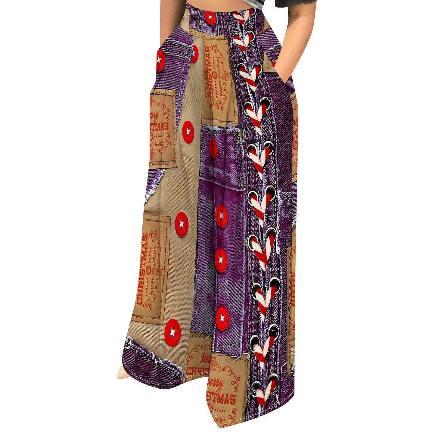 Women’s Camouflage Pants Bottom – High Waist Wide Leg Stretchy Loose Fit Trousers with Pockets