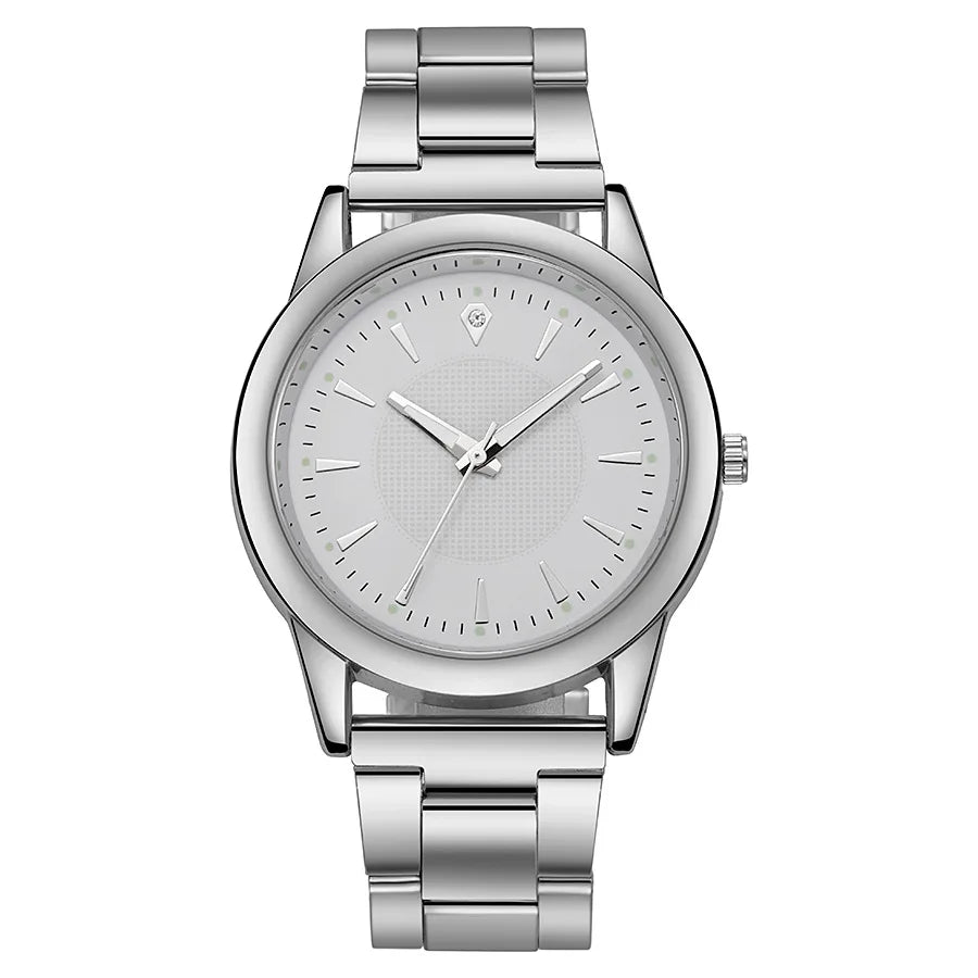 Men’s Casual Stainless Steel Watch – Round Dial Luxury Business Wristwatch
