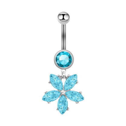 Women’s Blue Crystal Heart Belly Button – 1PC Stainless Steel Butterfly Navel Piercing Body Jewelry
