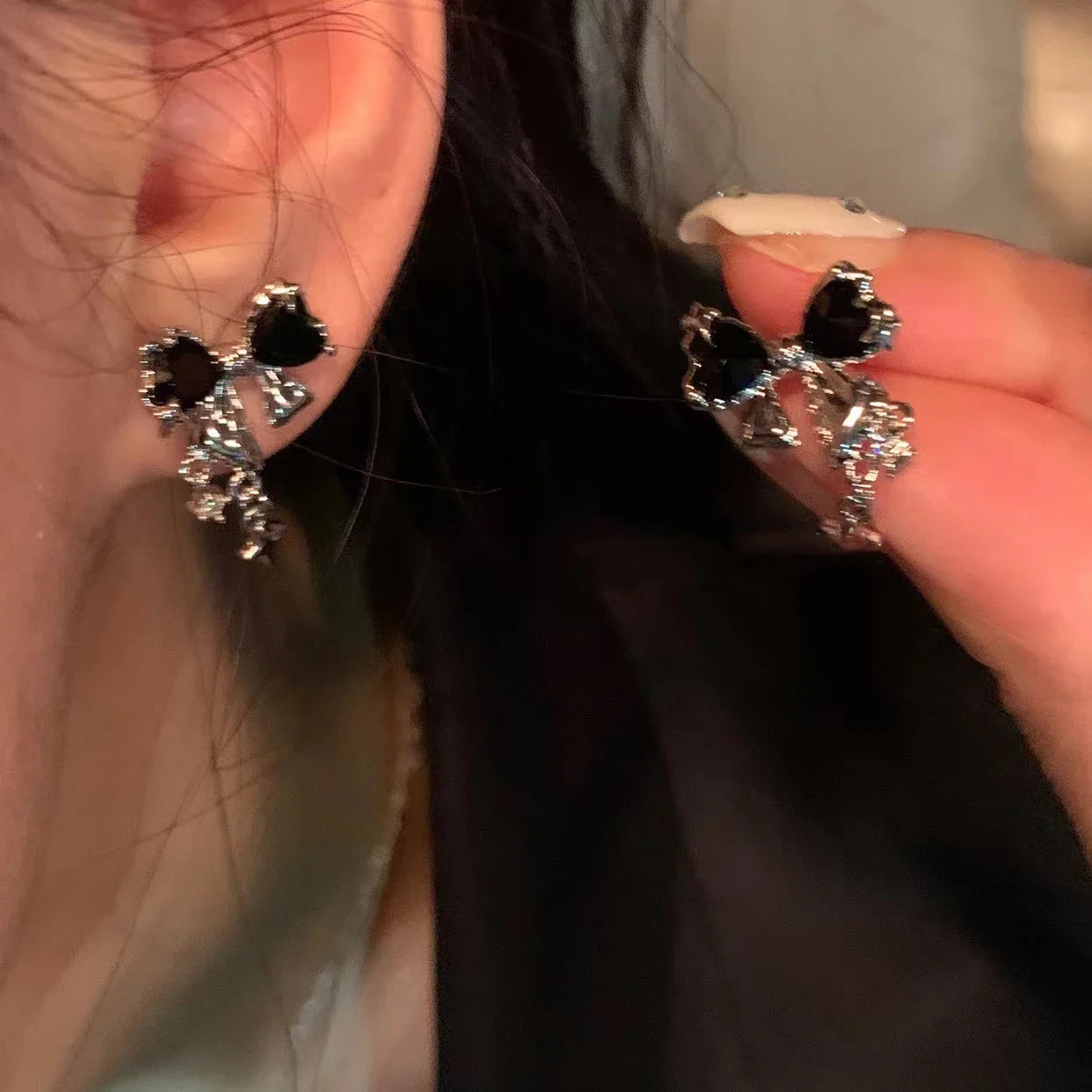 Women’s Jewelry Bowknot Zircon Stud Earrings | Y2K | Pink Crystal | Party