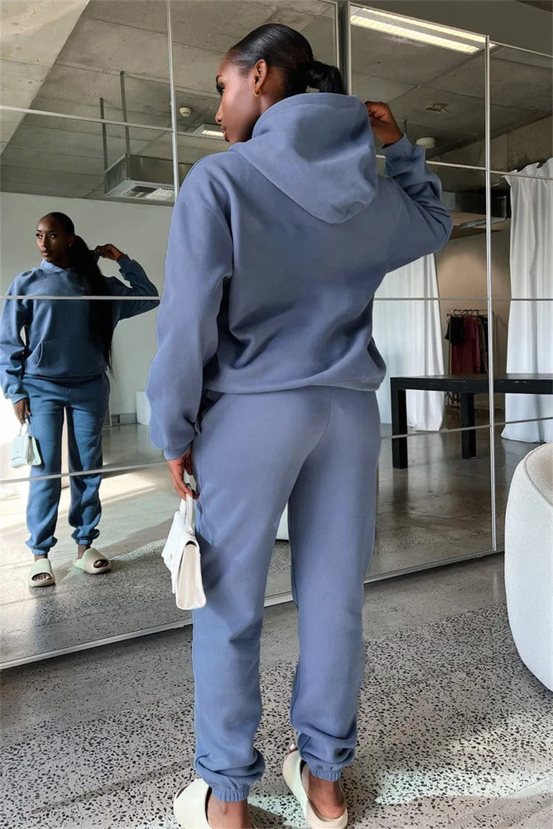 Women’s Autumn Winter Fleece Tracksuit Set – 2 Piece Casual Outfit