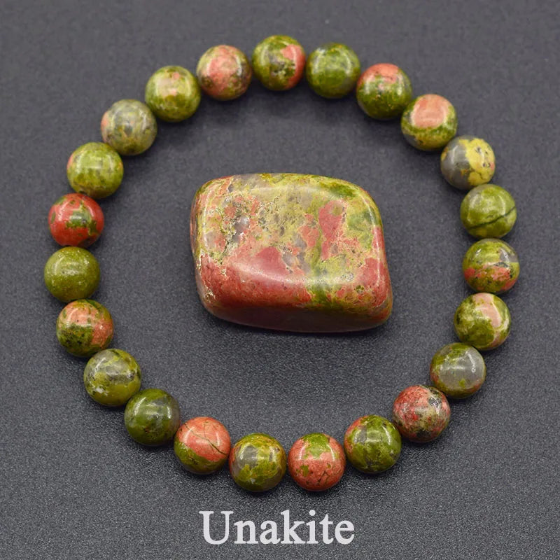 Women’s Natural Moss Agate Bead Bracelet – Healing Energy Stone Jewelry