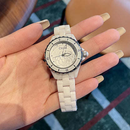Women’s White Ceramic Quartz Watch | Light Luxury | Small Dial | Elegant