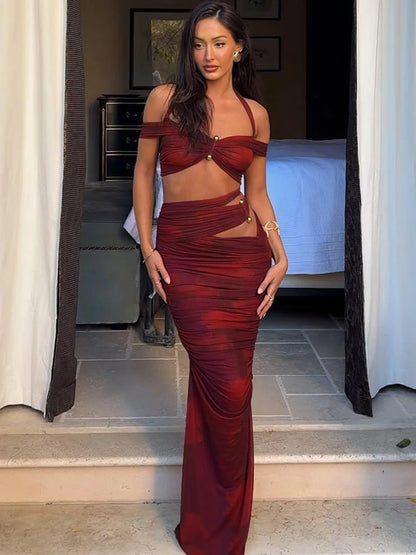 Women’s Halter Backless Maxi Dress – Slim Fit Body-Shaping Festival & Party Dress