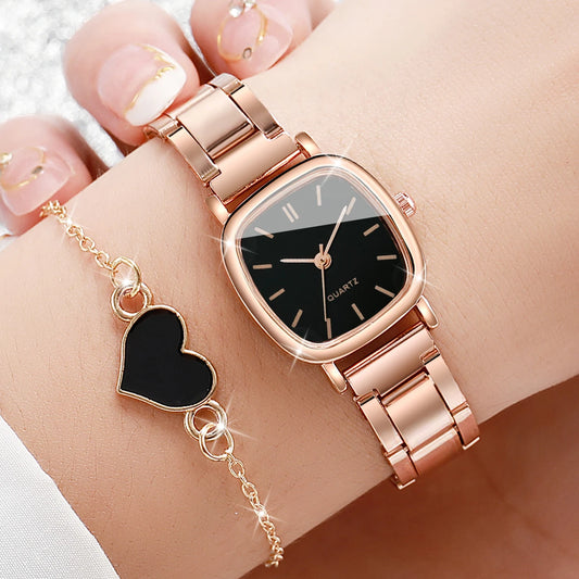 Women’s Watch Jewelry Set | Square Dial | Steel Band | Quartz
