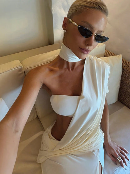Women’s Bodycon Maxi Dress | One Shoulder | Ruched | Elegant