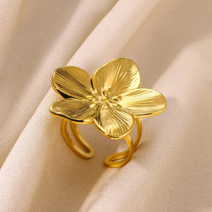 Women’s Stainless Steel Heart Ring – Gold Vintage Waterproof Jewelry Gift