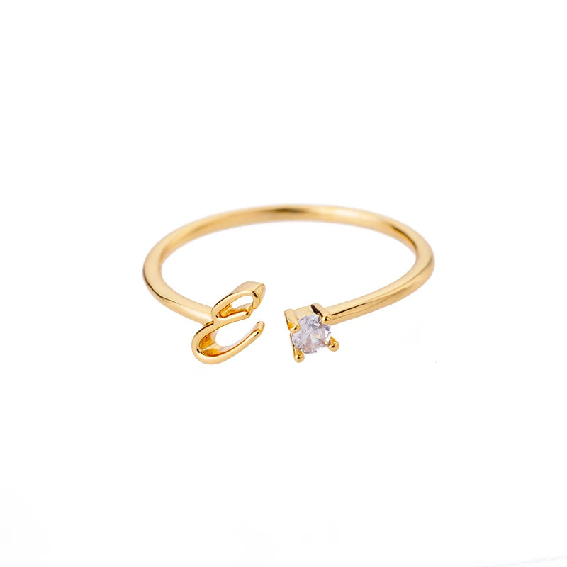 Women’s Adjustable Initial Letter Ring – Stainless Steel A–Z Alphabet Personalized Jewelry