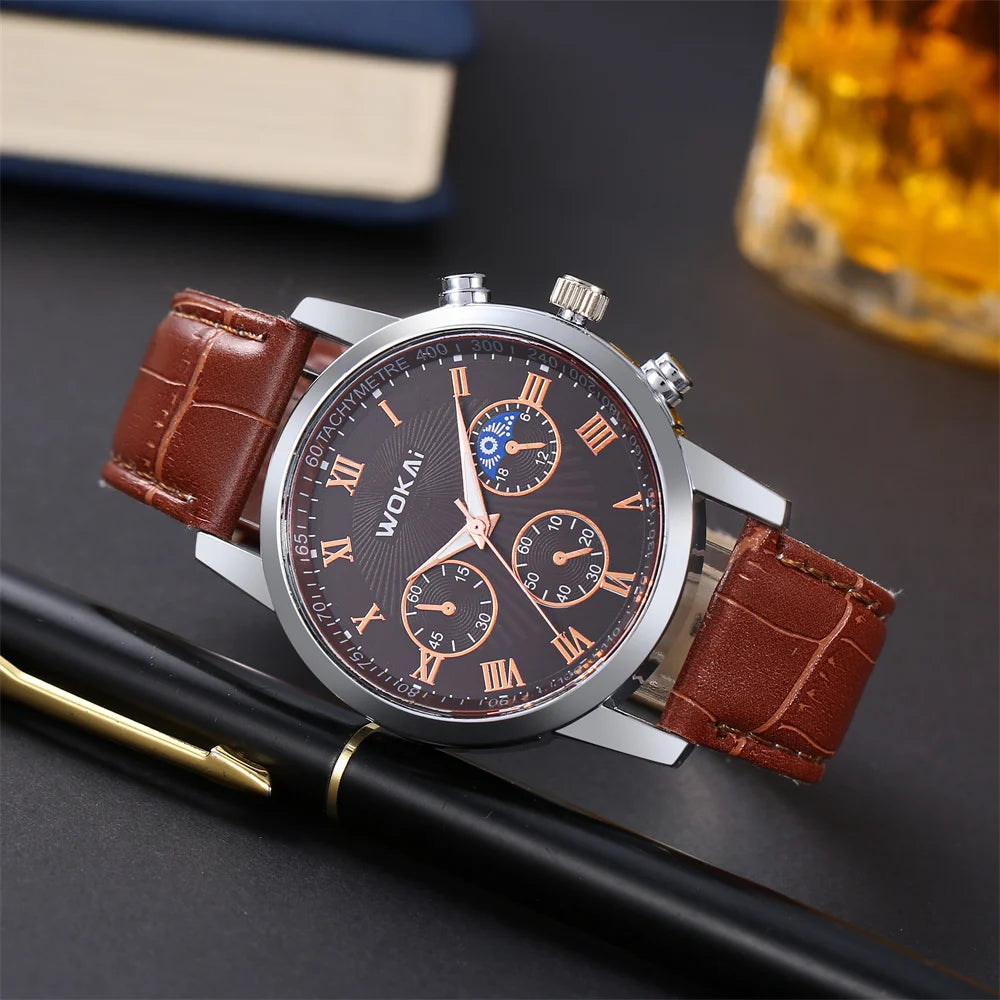Men’s Casual Watch – Leather Strap Business & Sports Wristwatch