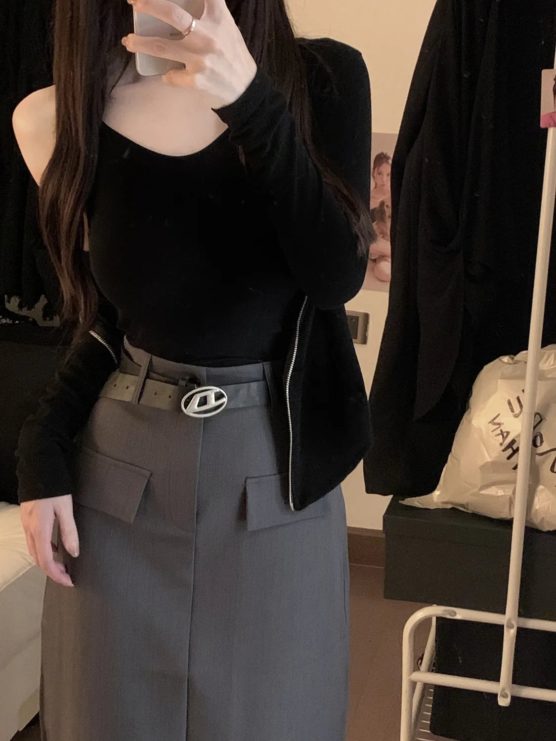 Women’s Retro High Waist Pencil Skirt Bottom – Slim Straight Long Skirt Autumn Style