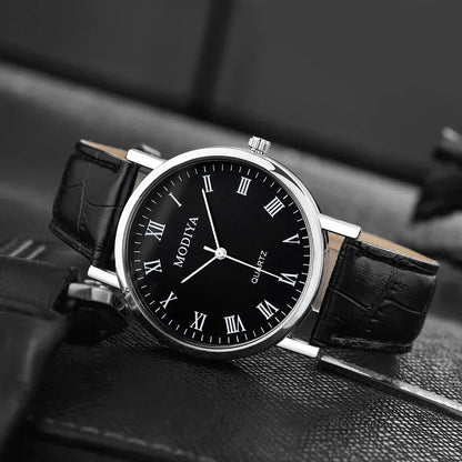 Men’s Luxury Leather Strap Watch – Business Analog Wristwatch, Casual Simple Style