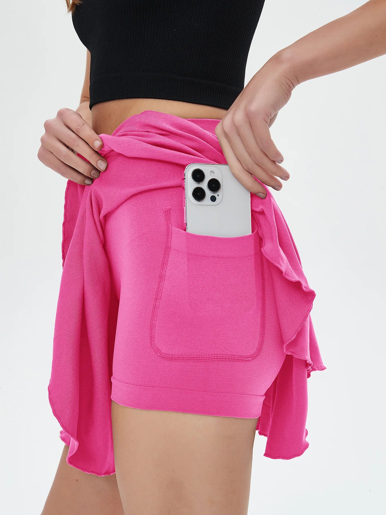 Women’s High Waisted Tennis Skirt Bottom – Mini Golf Skort with Belt, Pockets & Safety Shorts