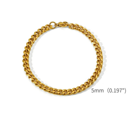 Men’s Gold Stainless Steel Cuban Chain Bracelet – Unisex Retro Hip Hop Jewelry