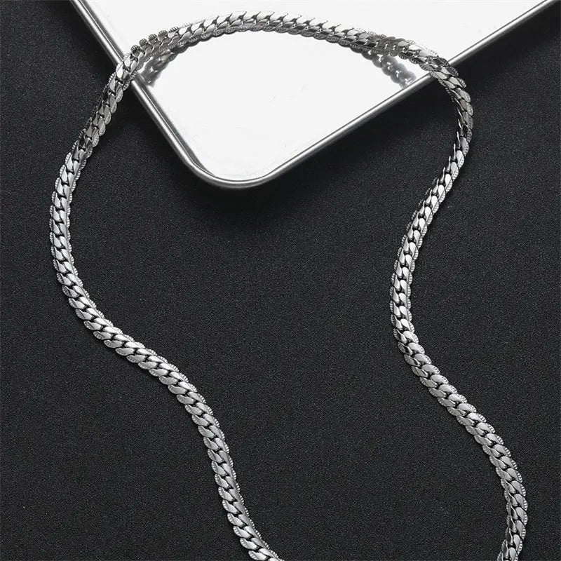 Men’s Sterling Silver Side Chain Bracelet Necklace – Jewelry