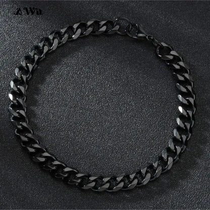 Men’s Stainless Steel Cuban Link Bracelet Jewelry – Unisex Curb Chain 3–11mm