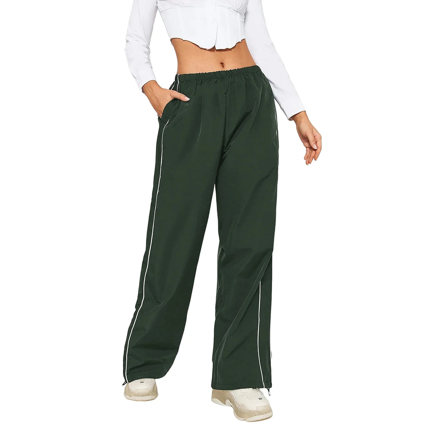 Women’s Y2K Elastic Waist Baggy Cargo Pants Bottom – Parachute Streetwear