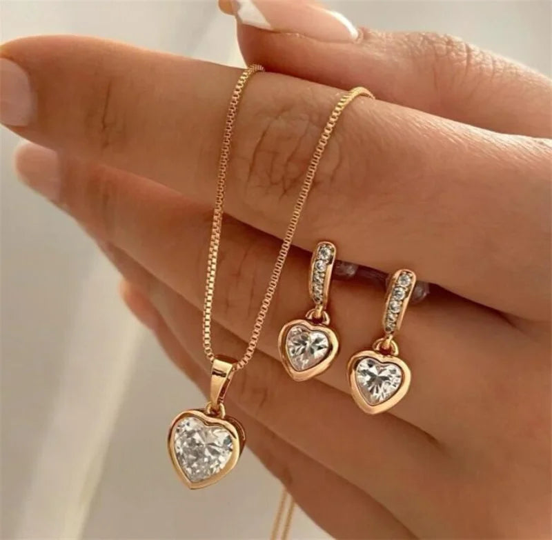 Women’s 3PCS Pearl Jewelry Set – Elegant Round Necklace & Earrings for Wedding or Gift