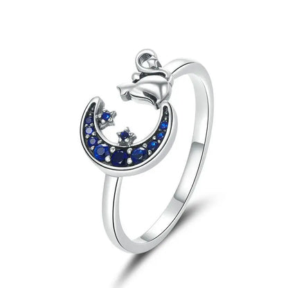 Women’s 925 Sterling Silver Cat Ring – Adjustable Animal Open Band Jewelry Gift