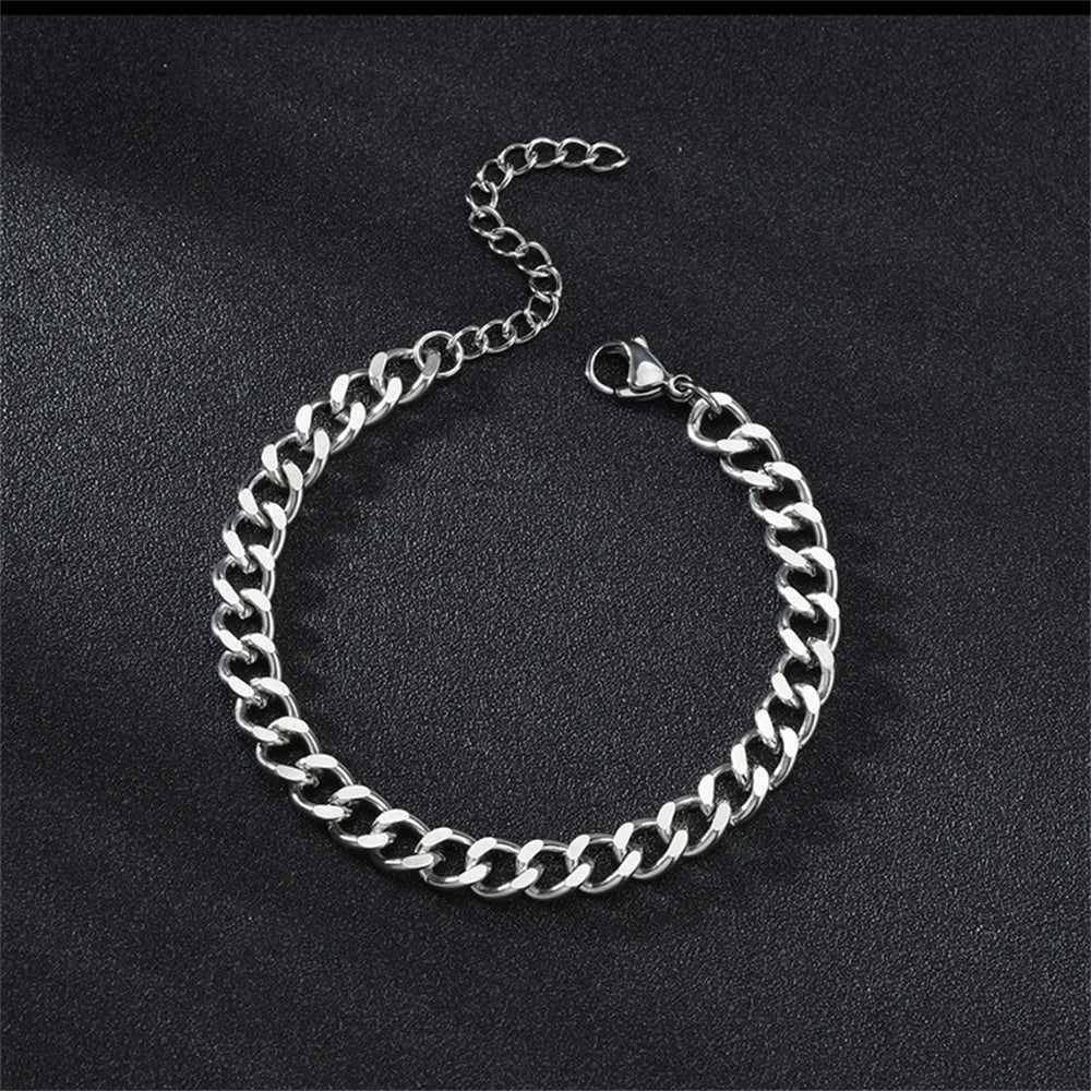 Men’s Hip Hop Stainless Steel Cuban Chain Bracelet – Gold Stainless Steel Unisex Jewelry