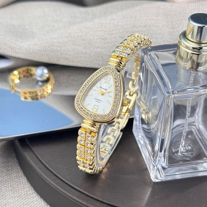 Women’s Diamond Look Quartz Watch | Luxury | Sun Stripe Dial | Elegant