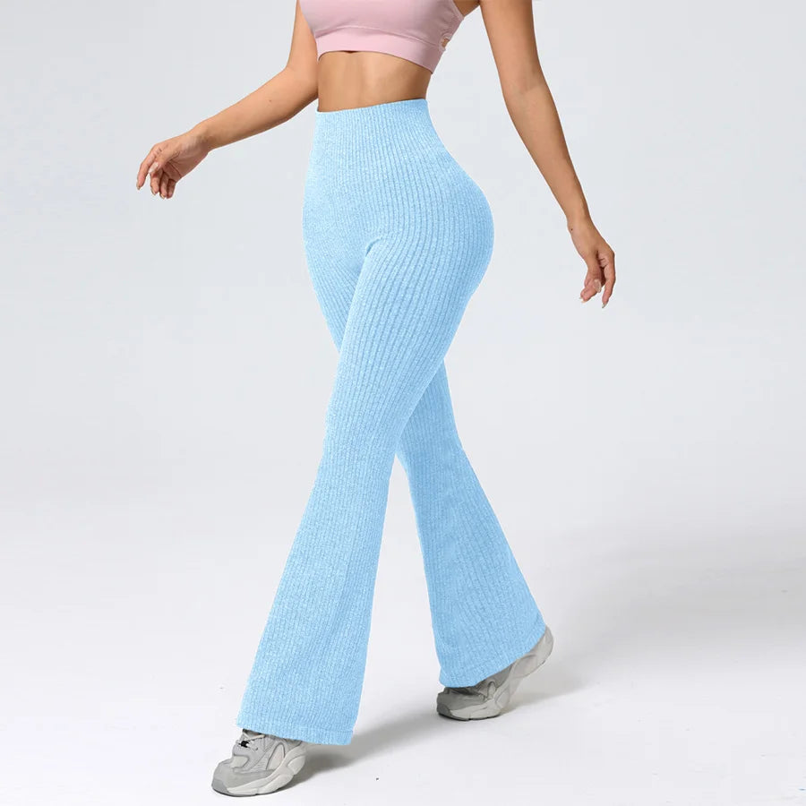 Women’s High-Waisted Flared Yoga Pants – Breathable 4-Way Stretch Sports Bottoms