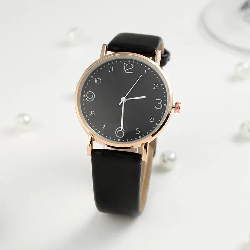 Women’s Arabic Numbers Quartz Watch | Casual | Leather Band | Analog