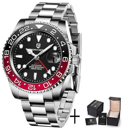 Men’s Luxury GMT Automatic Watch – Sapphire Mechanical 40MM Stainless Steel Waterproof Wristwatch