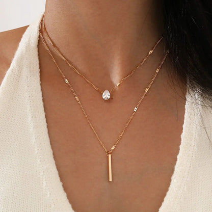 Women’s Jewelry Zircon Pendant Choker Necklace | Party | Layered | Shiny