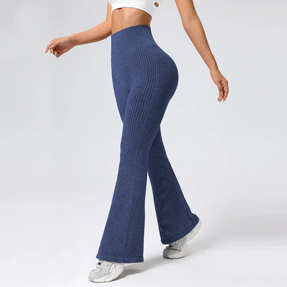 Women’s High-Waisted Flared Yoga Pants – Breathable 4-Way Stretch Sports Bottoms
