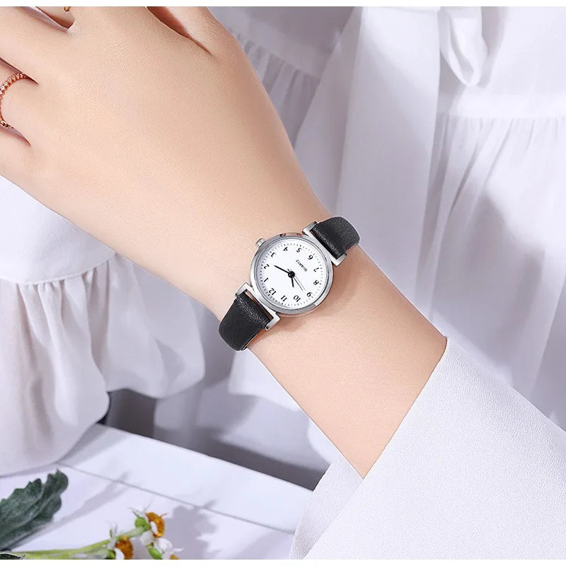 Women’s Retro Small Dial Watch – Thin Leather Strap Classic Wristwatch