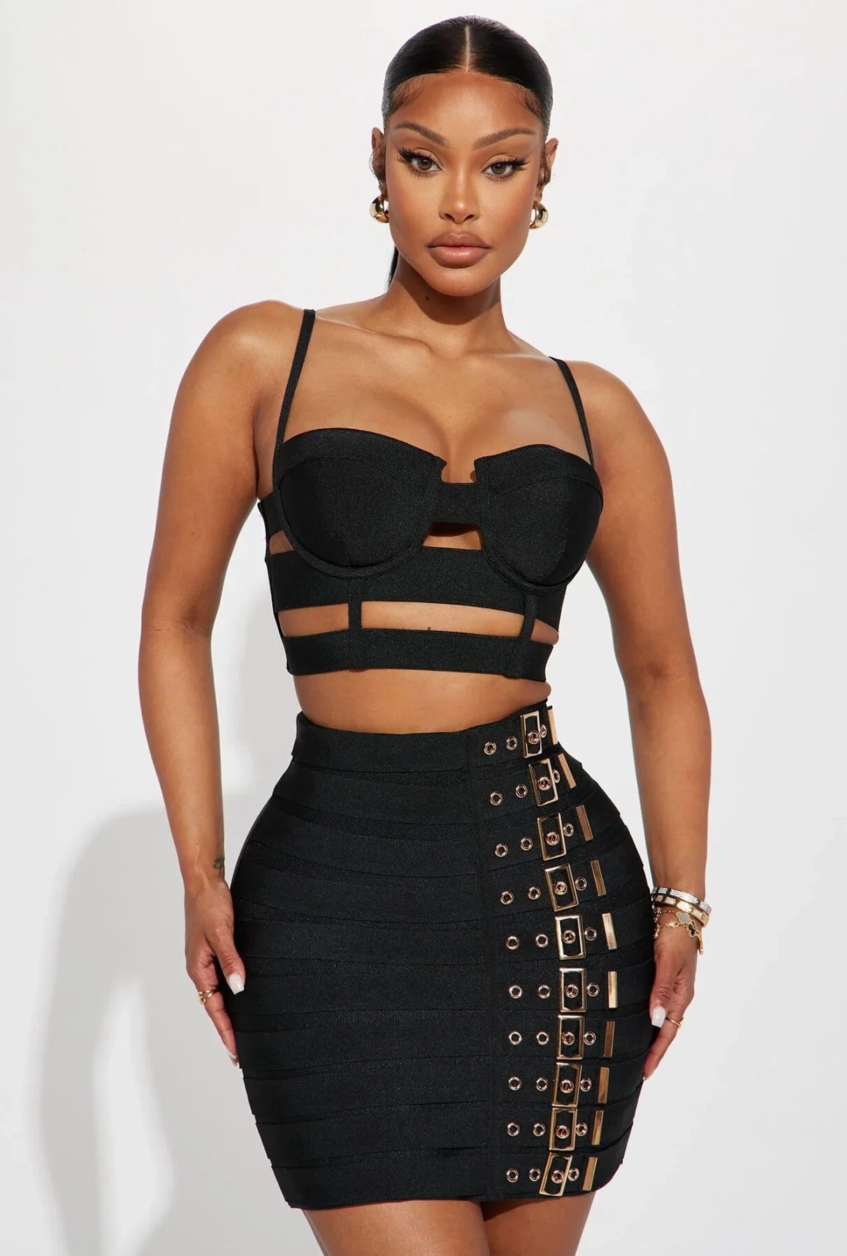 Women’s Punk Bandage Elegant Set Sexy Suspender Nightclub Outfit